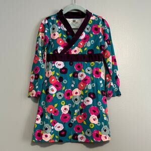 Tea Collection Floral Cotton Long Sleeve Wrap Top Dress 5